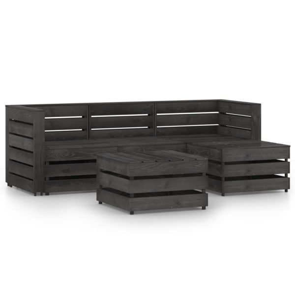 5 pcs conjunto lounge de jardim pinho impregnado cinzento