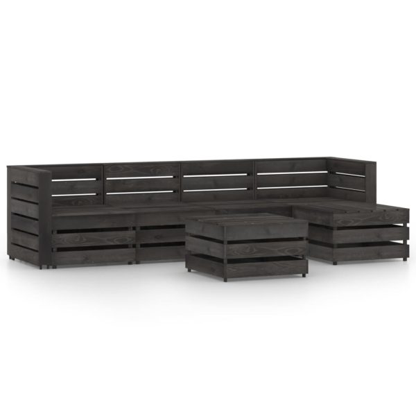 6 pcs conjunto lounge de jardim pinho impregnado cinzento