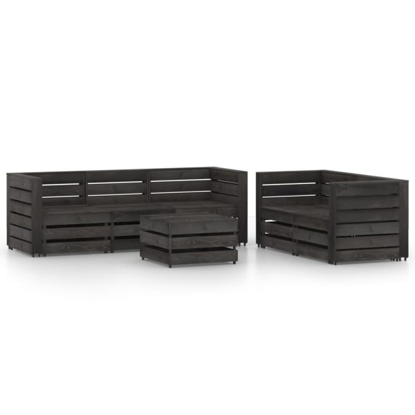 6 pcs conjunto lounge de jardim pinho impregnado cinzento