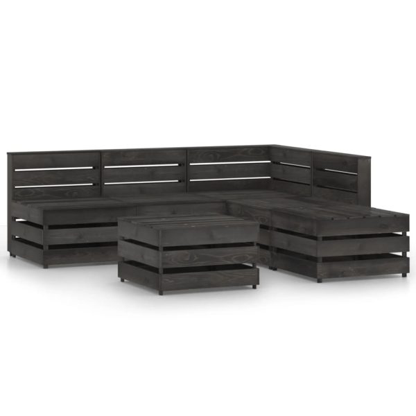 6 pcs conjunto lounge de jardim pinho impregnado cinzento