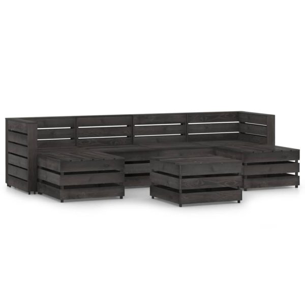 7 pcs conjunto lounge de jardim pinho impregnado cinzento