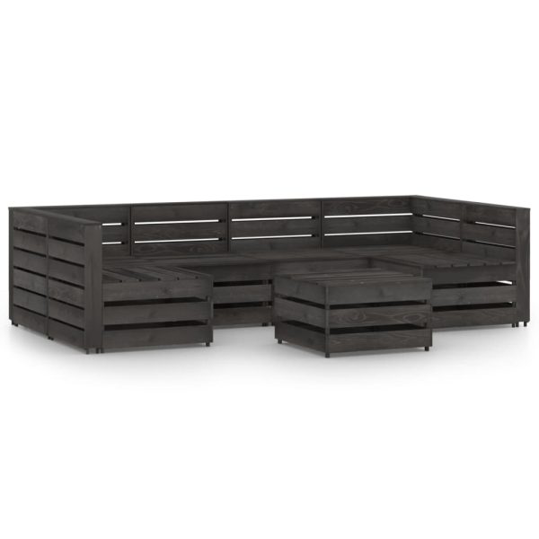 7 pcs conjunto lounge de jardim pinho impregnado cinzento