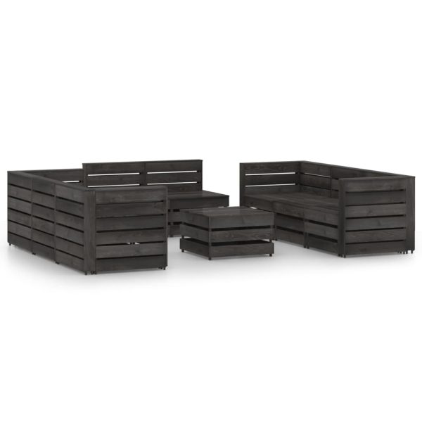 9 pcs conjunto lounge de jardim pinho impregnado cinzento