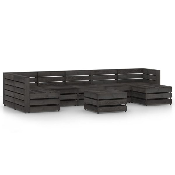 8 pcs conjunto lounge de jardim pinho impregnado cinzento