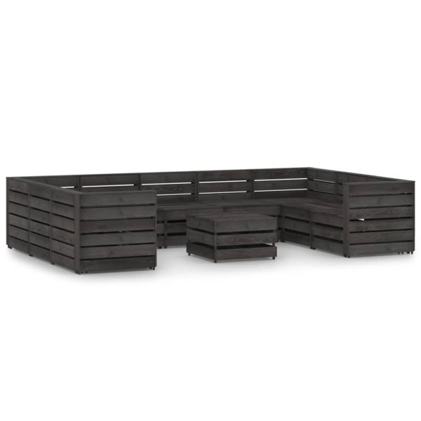 10 pcs conjunto lounge de jardim pinho impregnado cinzento