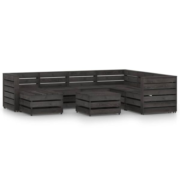 8 pcs conjunto lounge de jardim pinho impregnado cinzento