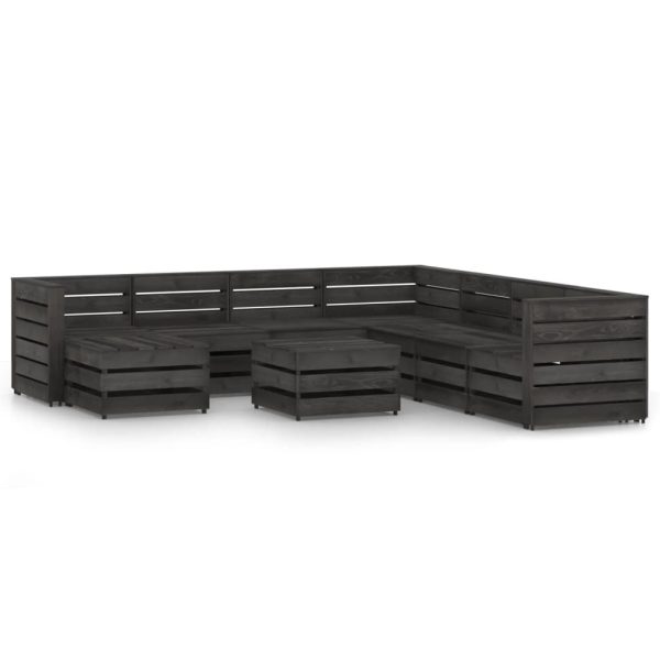 9 pcs conjunto lounge de jardim pinho impregnado cinzento