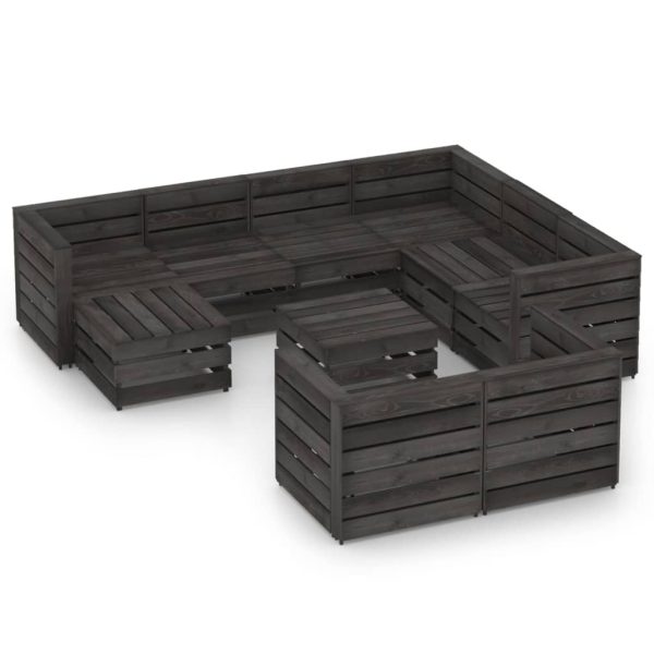 10 pcs conjunto lounge de jardim pinho impregnado cinzento