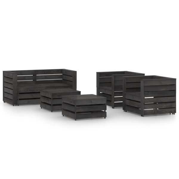 6 pcs conjunto lounge de jardim pinho impregnado cinzento