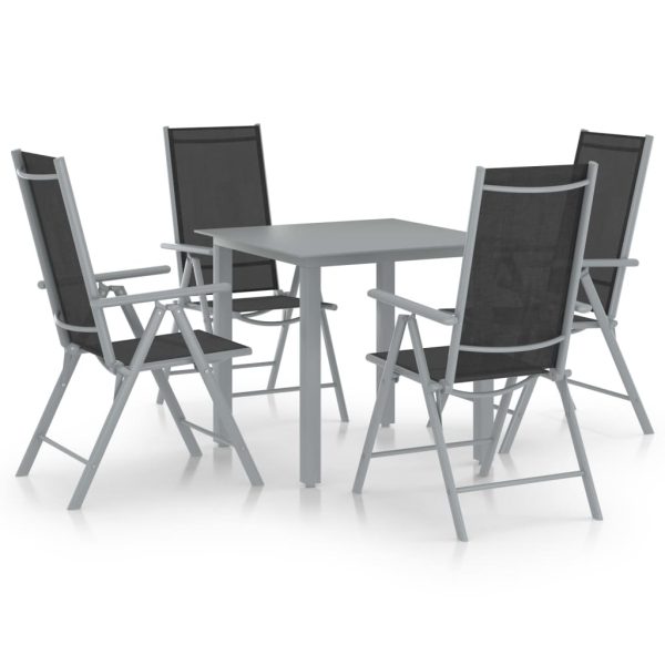 5 pcs conjunto jantar para jardim alumínio prateado e preto
