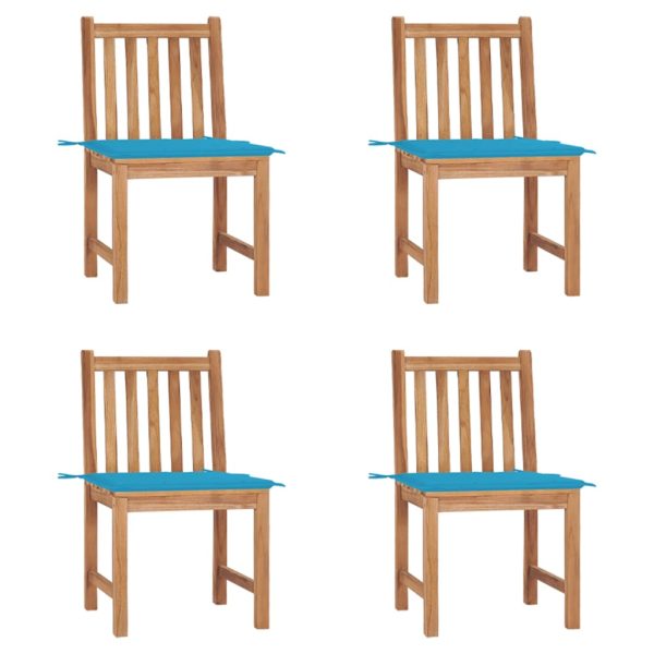Cadeiras de jardim c/ almofadões 4 pcs madeira de teca maciça