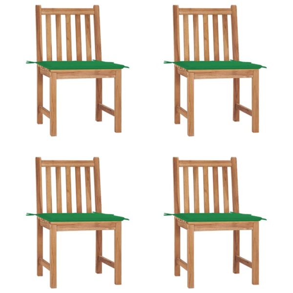 Cadeiras de jardim c/ almofadões 4 pcs madeira de teca maciça
