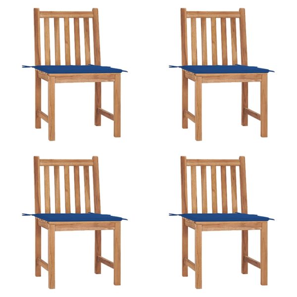 Cadeiras de jardim c/ almofadões 4 pcs madeira de teca maciça