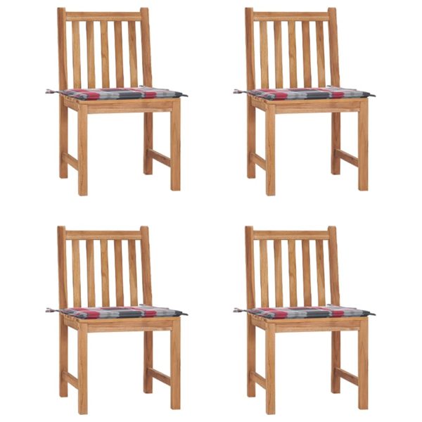 Cadeiras de jardim c/ almofadões 4 pcs madeira de teca maciça