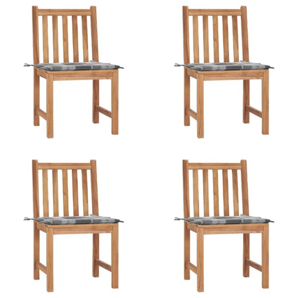 Cadeiras de jardim c/ almofadões 4 pcs madeira de teca maciça