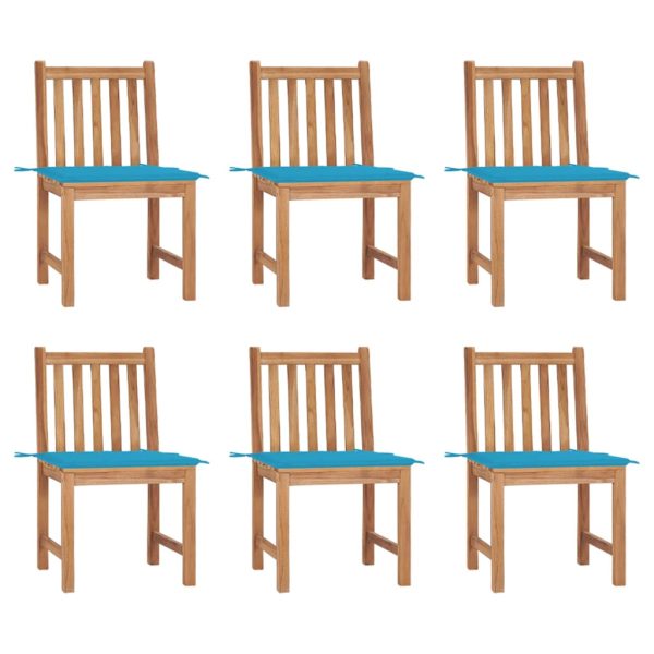 Cadeiras de jardim 6 pcs c/ almofadões madeira de teca maciça