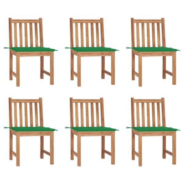 Cadeiras de jardim 6 pcs c/ almofadões madeira de teca maciça