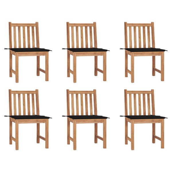 Cadeiras de jardim 6 pcs c/ almofadões madeira de teca maciça