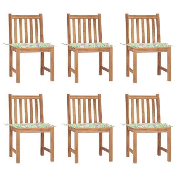 Cadeiras de jardim 6 pcs c/ almofadões madeira de teca maciça