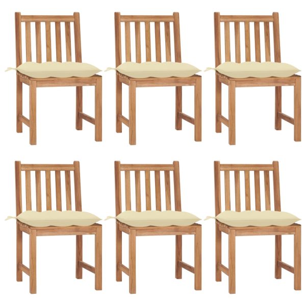 Cadeiras de jardim 6 pcs c/ almofadões madeira de teca maciça
