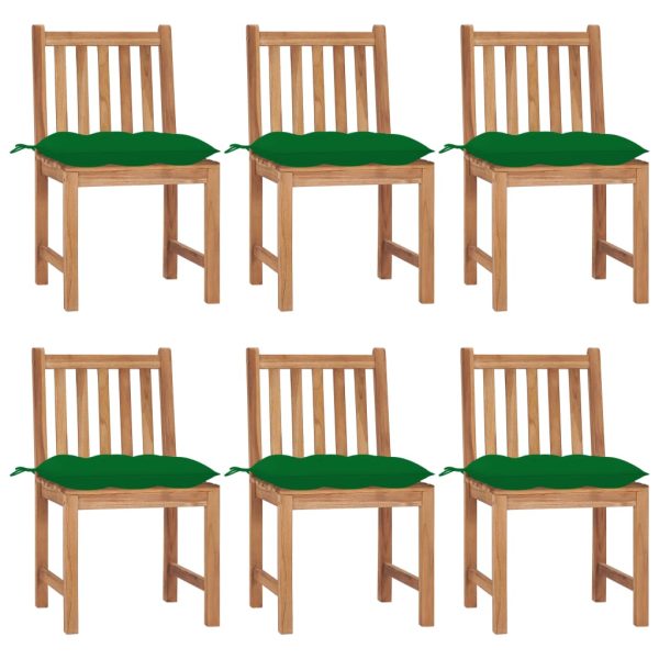 Cadeiras de jardim 6 pcs c/ almofadões madeira de teca maciça