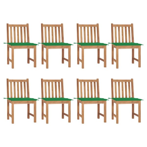 Cadeiras de jardim 8 pcs c/ almofadões madeira de teca maciça