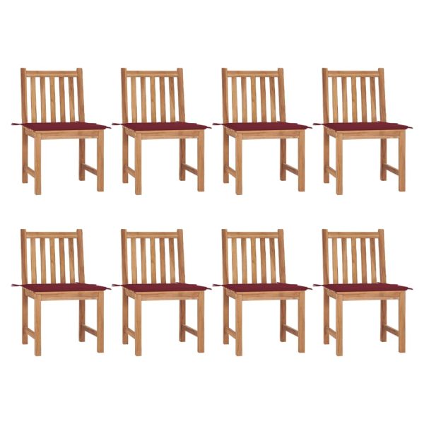 Cadeiras de jardim 8 pcs c/ almofadões madeira de teca maciça