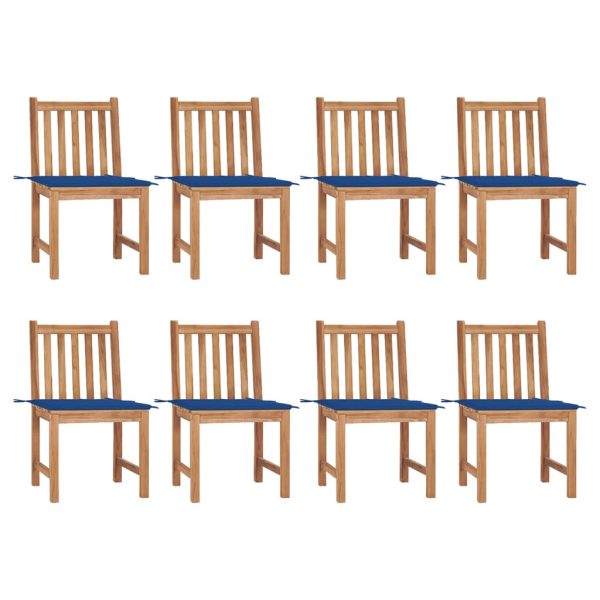 Cadeiras de jardim 8 pcs c/ almofadões madeira de teca maciça