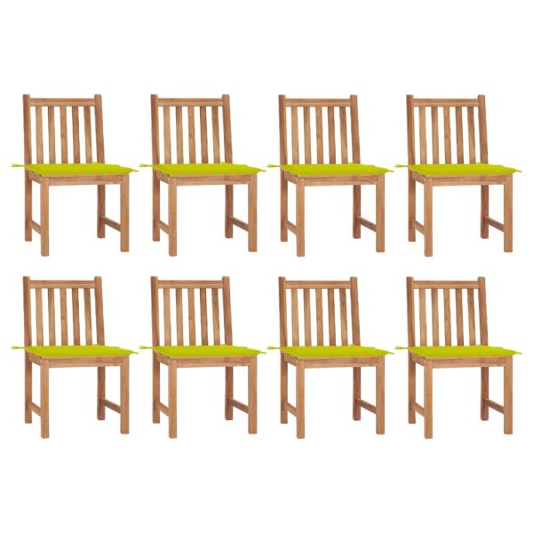 Cadeiras de jardim 8 pcs c/ almofadões madeira de teca maciça