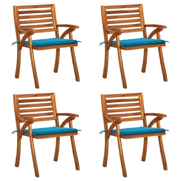 Cadeiras de jardim c/ almofadões 4 pcs madeira de acácia maciça