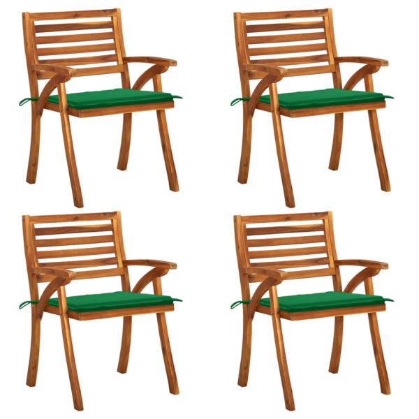 Cadeiras de jardim c/ almofadões 4 pcs madeira de acácia maciça