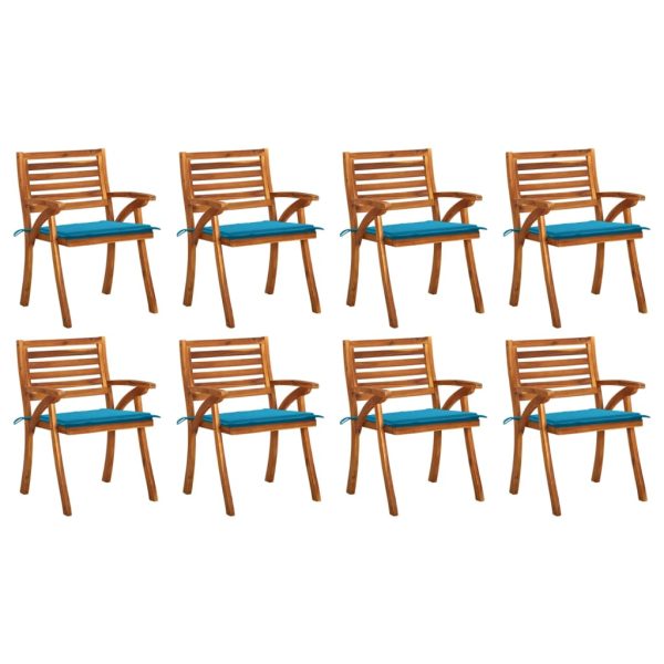 Cadeiras de jardim com almofadões 8 pcs acácia maciça