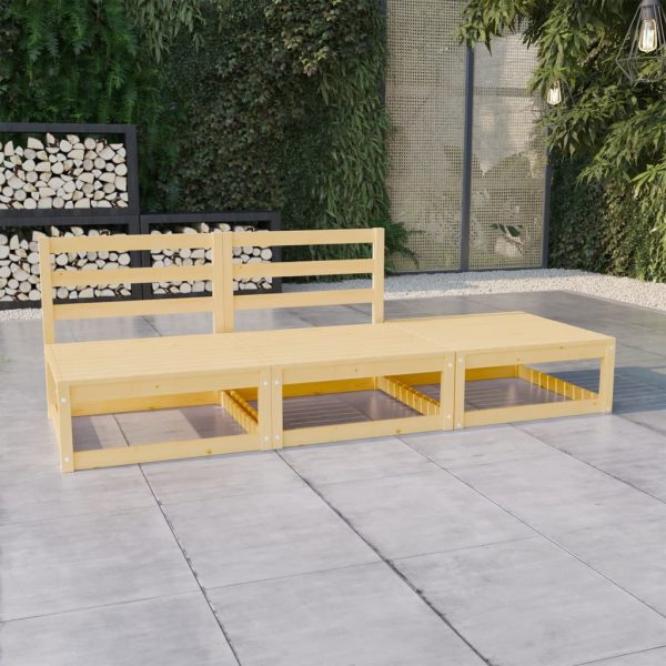 3 pcs conjunto lounge de jardim pinho maciço