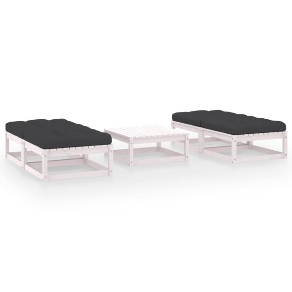 5 pcs conjunto lounge de jardim c/ almofadões pinho maciço
