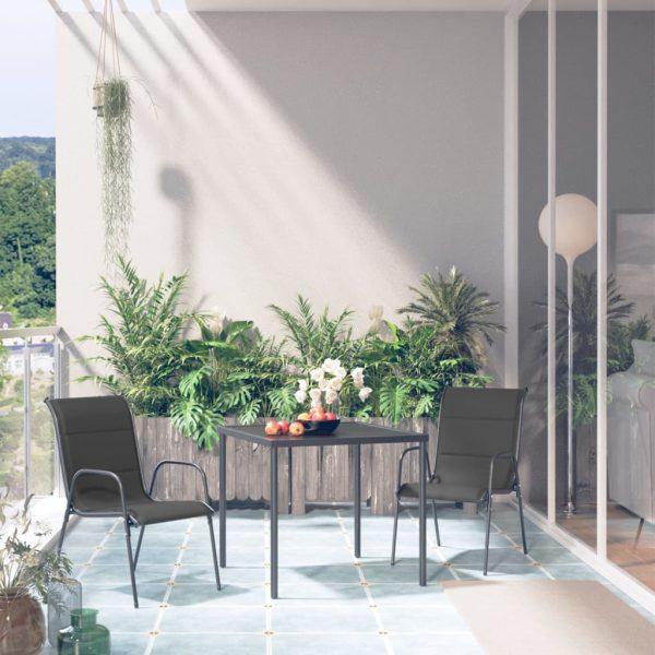 3 pcs conjunto de jantar para exterior aço preto