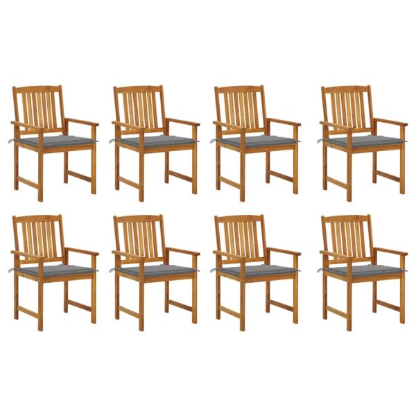 Cadeiras de jardim com almofadões 8 pcs acácia maciça
