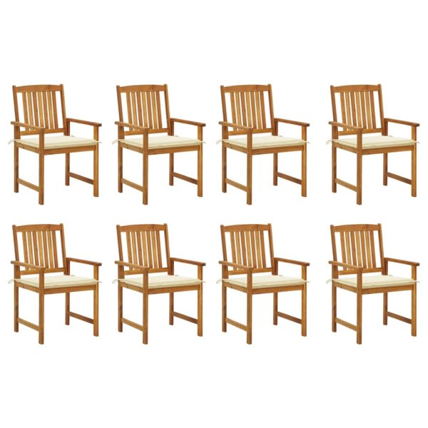 Cadeiras de jardim com almofadões 8 pcs acácia maciça