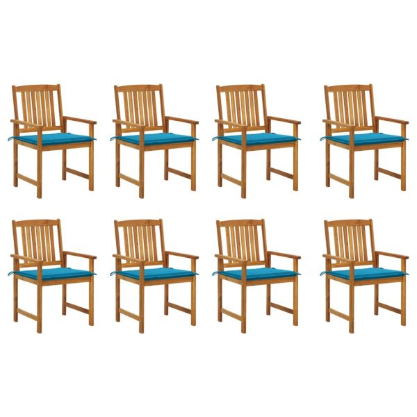 Cadeiras de jardim com almofadões 8 pcs acácia maciça