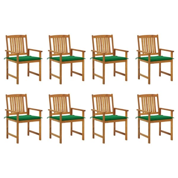 Cadeiras de jardim com almofadões 8 pcs acácia maciça