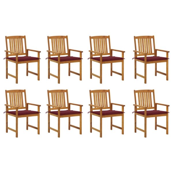 Cadeiras de jardim com almofadões 8 pcs acácia maciça