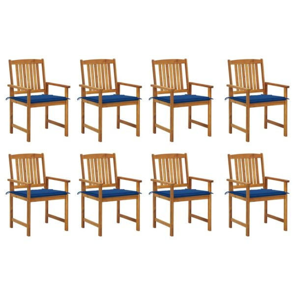 Cadeiras de jardim com almofadões 8 pcs acácia maciça