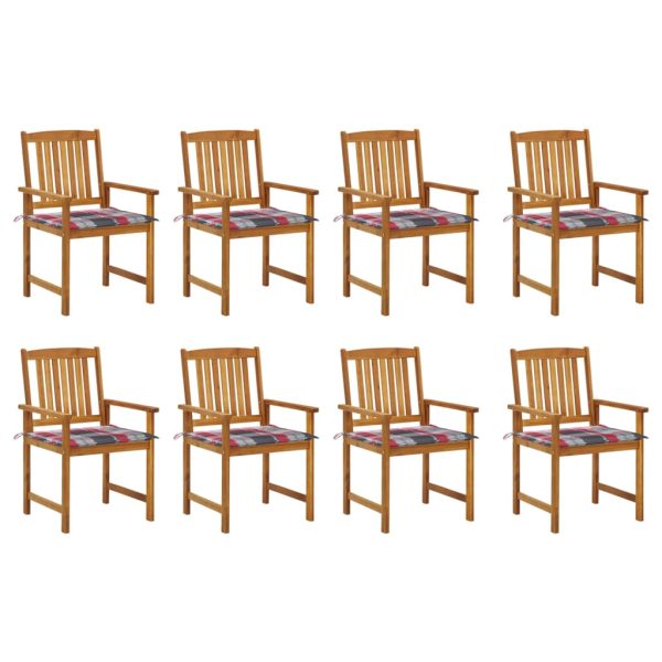 Cadeiras de jardim com almofadões 8 pcs acácia maciça