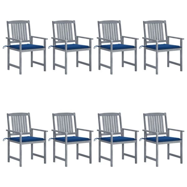 Cadeiras de jardim c/ almofadões 8 pcs acácia maciça cinzento