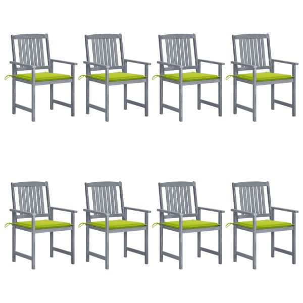 Cadeiras de jardim c/ almofadões 8 pcs acácia maciça cinzento