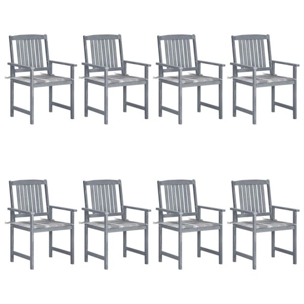 Cadeiras de jardim c/ almofadões 8 pcs acácia maciça cinzento