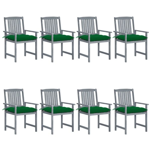 Cadeiras de jardim c/ almofadões 8 pcs acácia maciça cinzento