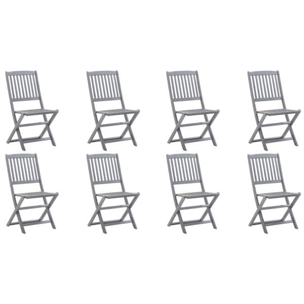 Cadeiras de exterior dobráveis 8 pcs madeira de acácia maciça