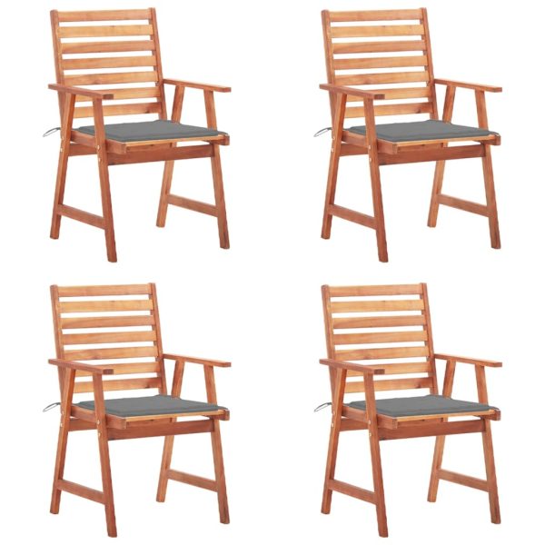 Cadeiras de jantar p/ jardim 4 pcs c/ almofadões acácia maciça