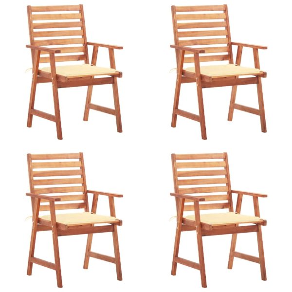 Cadeiras de jantar p/ jardim 4 pcs c/ almofadões acácia maciça