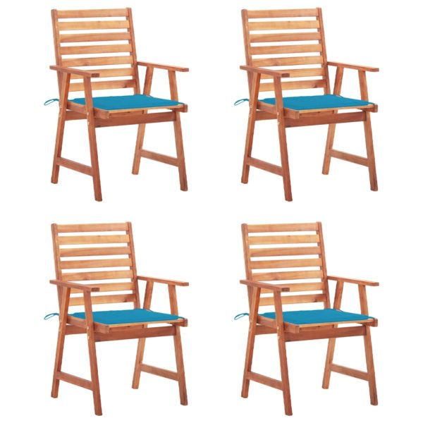 Cadeiras de jantar p/ jardim 4 pcs c/ almofadões acácia maciça